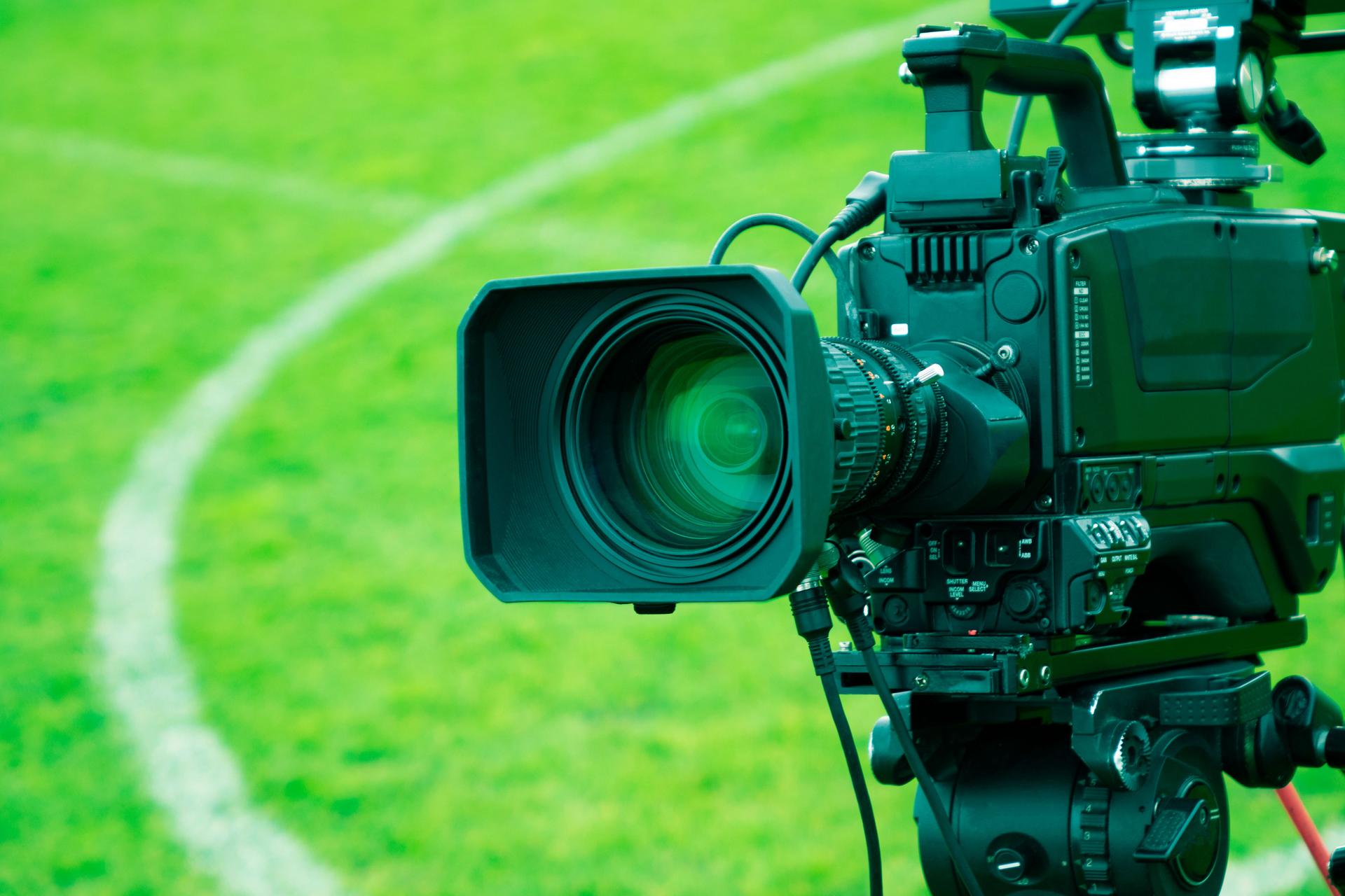 TV camera at the stadium during football matches